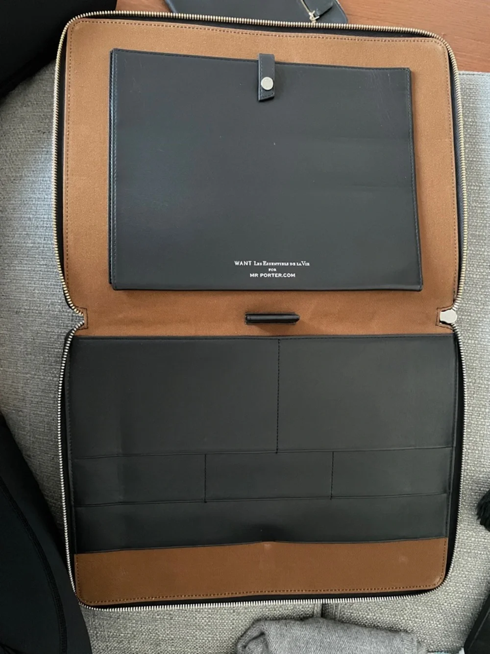 WANT Les Essentiels Black Leather Laptop Document Sleeve